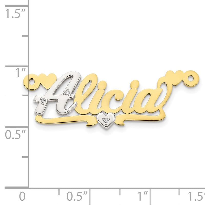 10K gold diamond name pendants & charm, alternate view