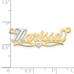 14k White Gold 3D with Heart Diamond Name Plate view 2