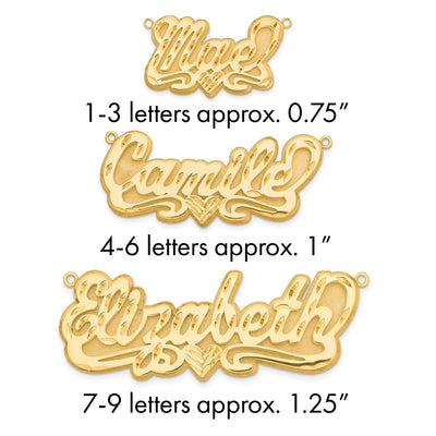Sterling Silver/Gold-plated 3D Diamond-cut Heart Name Plate