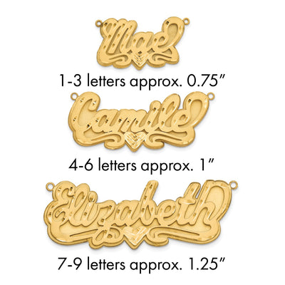 SS/Gold-plated 3D Satin Diamond-cut Heart Name Plate
