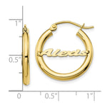 10k Yellow Gold Small Name Plate Hoop Earrings view 4