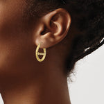 10k Yellow Gold Small Diamond-cut Name Plate Hoop Earrings view 3