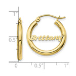 10k Yellow Gold Small Diamond-cut Name Plate Hoop Earrings view 4