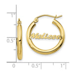 10k Yellow Gold Small Satin Diamond-cut Name Plate Hoop Earrings view 4