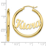 10k Yellow Gold Name Plate Hoop Earrings view 4