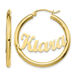 10k Yellow Gold Name Plate Hoop Earrings view 1