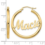 10k Yellow Gold Diamond-cut Name Plate Hoop Earrings view 4