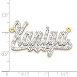 10k Yellow Gold and Rhodium 3D Diamond with Heart Name Plate view 2