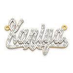 10k Yellow Gold and Rhodium 3D Diamond with Heart Name Plate view 1