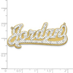 10k Yellow Gold and Rhodium 3D Diamond Name Plate view 2