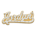 10k Yellow Gold and Rhodium 3D Diamond Name Plate view 1