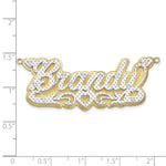 10k Yellow Gold  and Rhodium 3D Diamond with Heart Name Plate view 2