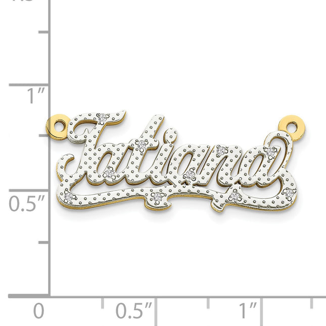 10K white gold diamond name pendants & charm, alternate view
