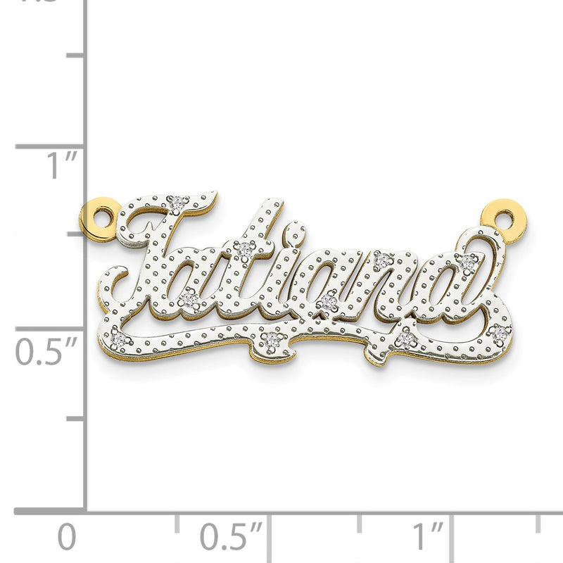 10K white gold diamond name pendants & charm, alternate view