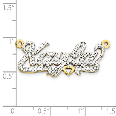 10K Yellow Gold and Rhodium 3D Diamond Name Plate