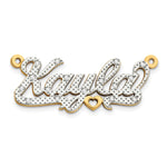 10k Yellow Gold and Rhodium 3D Diamond Name Plate view 1