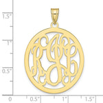 10K Yellow Gold Round Monogram Pendant, 32 x 29mm view