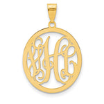 10K Yellow Gold Round Monogram Pendant, 32 x 29mm view