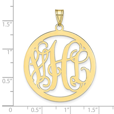 10K Yellow Gold Large Round Monogram Pendant