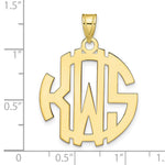 10K Yellow Gold Round Cut-out Monogram Pendant, 21 x 21mm view