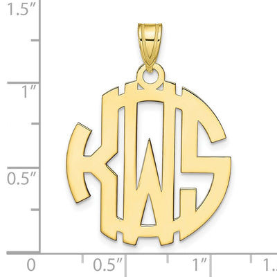10K Yellow Gold Round Cut-out Monogram Pendant, 21 x 21mm
