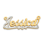 10k Yellow Gold and Rhodium 3D Diamond Name Plate view 1