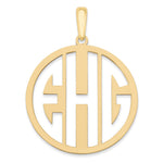 10K Yellow Gold Round Cut-out Monogram Pendant, 28 x 25mm view