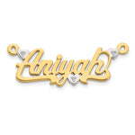 10k Yellow Gold and Rhodium 3D Diamond with Hearts Name Plate view 1