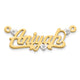 10k Yellow Gold and Rhodium 3D Diamond with Hearts Name Plate