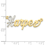 10k Yellow Gold and Rhodium 3D Diamond Name Plate view 2