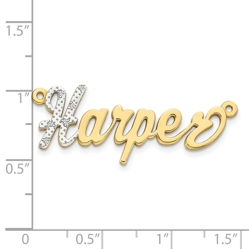 10K yellow gold diamond name pendants & charm, alternate view