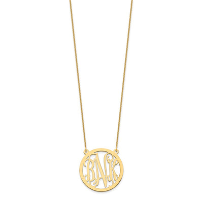 10K Yellow Gold Round Monogram Necklace