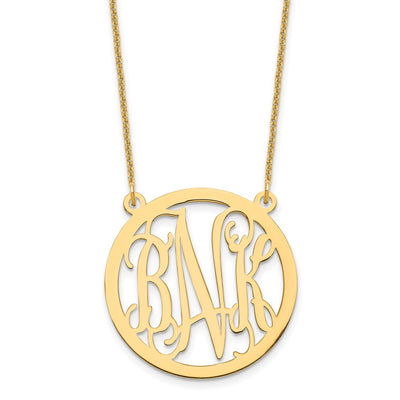 10K Yellow Gold Round Monogram Necklace