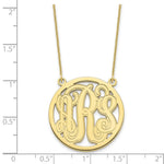 10K Yellow Gold Etched Round Monogram Necklace view