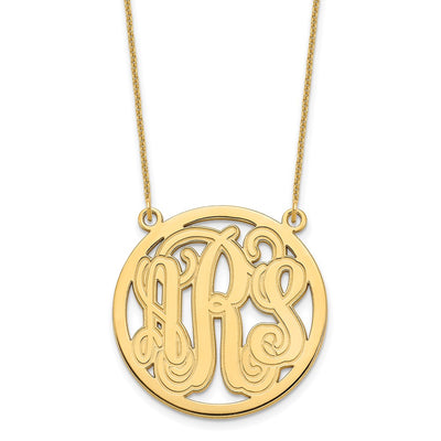 10K Yellow Gold Etched Round Monogram Necklace