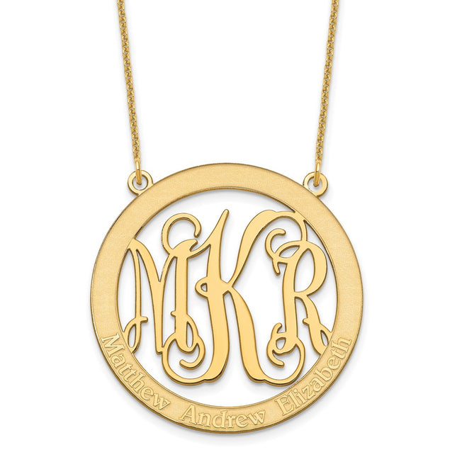 10K yellow gold monogram necklace, alternate view