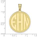 10K Yellow Gold Round Block Letter Monogram Pendant view