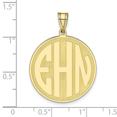 10K Yellow Gold Round Block Letter Monogram Pendant