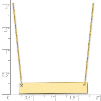 10K Yellow Gold Medium Blank Bar Necklace, 18 x 38mm