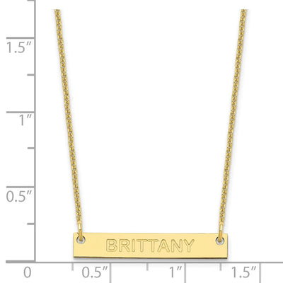 10K Yellow Gold Small Capitalized ARIAL ROUNDED Bar Necklace