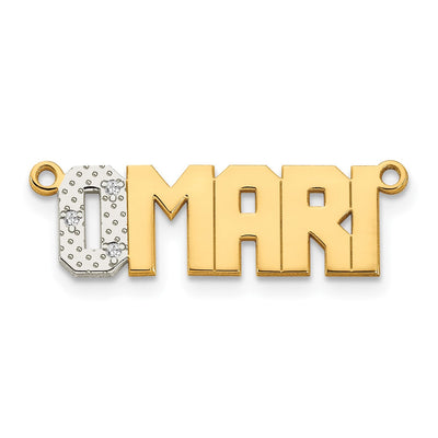 10K Yellow Gold Rhodium Diamond Name Plate