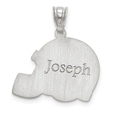 10K White Gold Personalized Football Helmet Pendant
