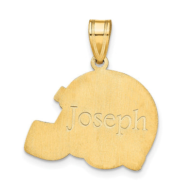 10K Yellow Gold Personalized Football Helmet Pendant