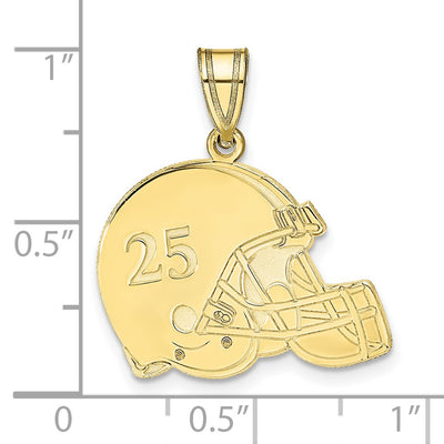10K Yellow Gold Personalized Football Helmet Pendant