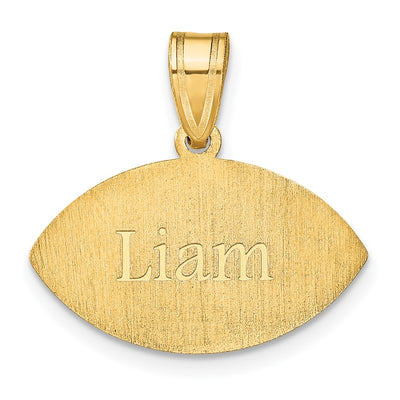 10K Yellow Gold Personalized Football Pendant