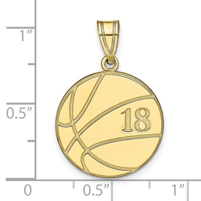 10K Yellow Gold Personalized Basketball Pendant