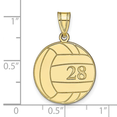 10K Yellow Gold Personalized Volleyball Pendant