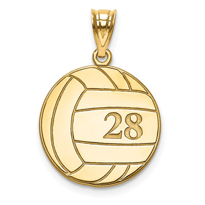 10K Yellow Gold Personalized Volleyball Pendant