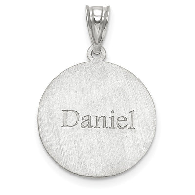 10K White Gold Personalized Baseball Pendant
