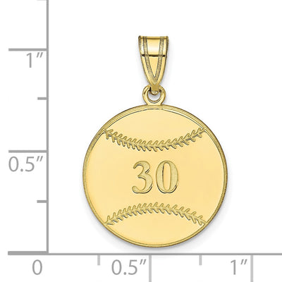 10K Yellow Gold Personalized Baseball Pendant